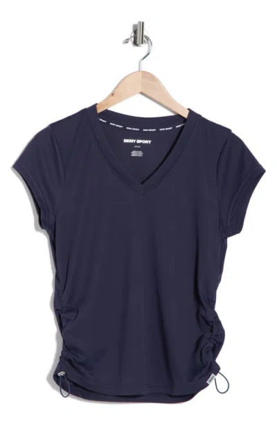 Dkny Ruched Tech T-shirt In Blue