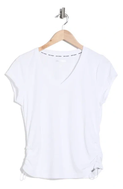 Dkny Ruched Tech T-shirt In White