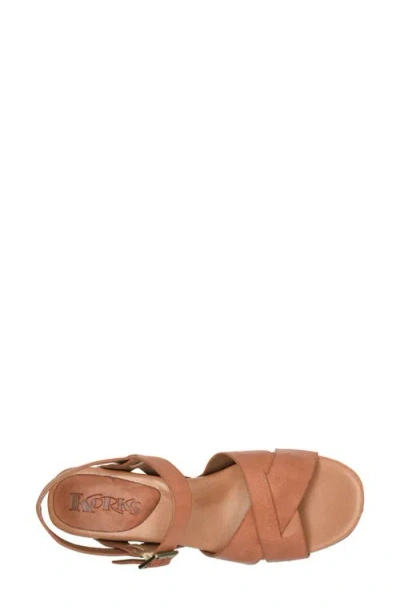 Korks Leda Ankle Strap Platform Sandal In Brown