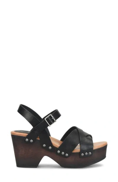 Korks Leda Ankle Strap Platform Sandal In Black