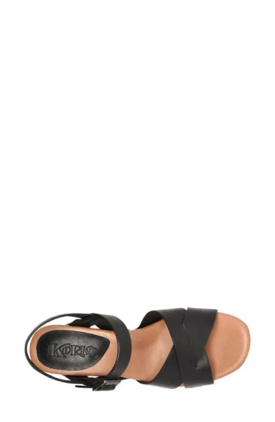 Korks Leda Ankle Strap Platform Sandal In Black