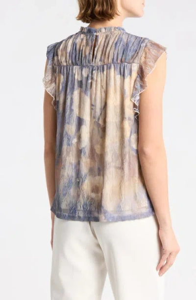 Dr2 By Daniel Rainn Flutter Sleeve Lace Top In Multi