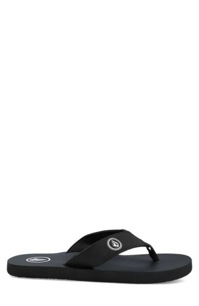 Volcom Vocation Leather Flip Flops In Black
