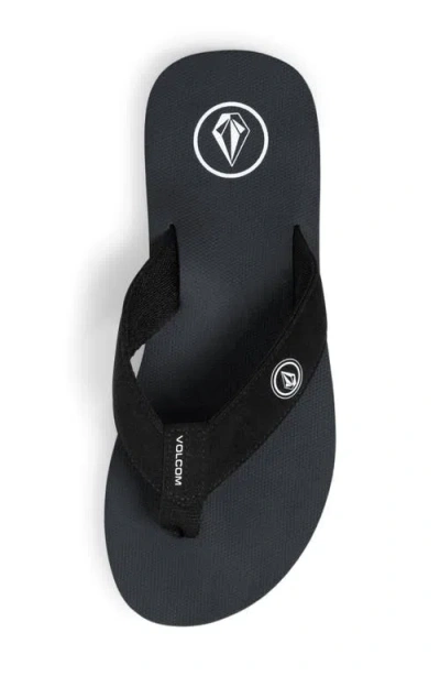 Volcom Vocation Leather Flip Flops In Black