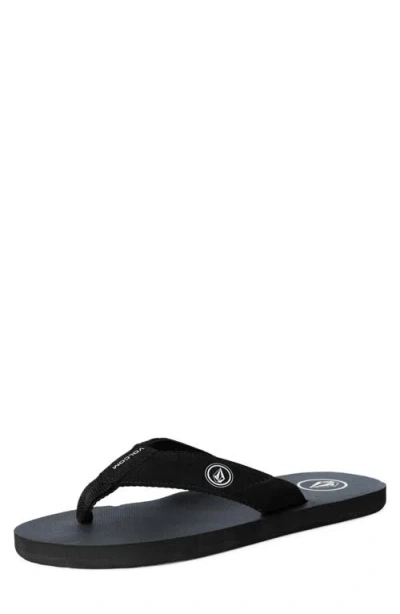 Volcom Vocation Leather Flip Flops In Black