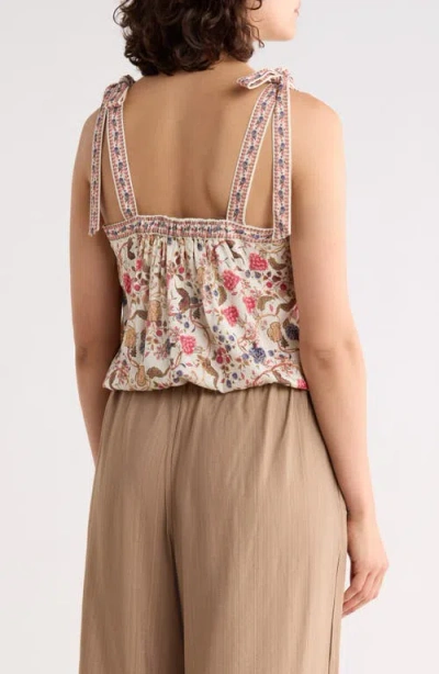 Max Studio Tie Shoulder Bubble Hem Top In Multi
