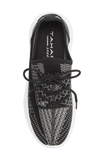 Tahari Patterned Knit Sneaker In Black