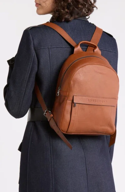 Longchamp Small 3d Leather Backpack In Brown