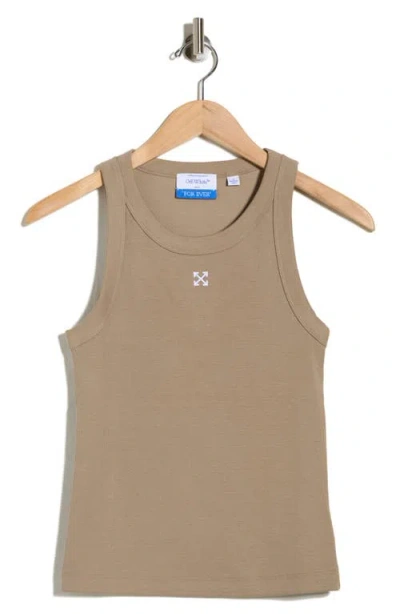Off-white Fitted Ribbed Crop Tank In Multi
