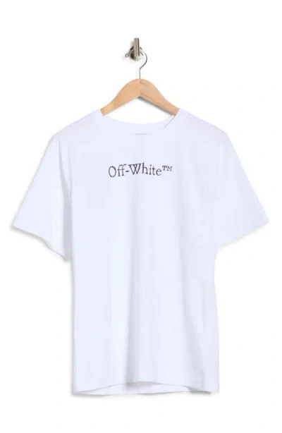Off-white Relaxed Fit Cotton Tee With Oversized Logo In White