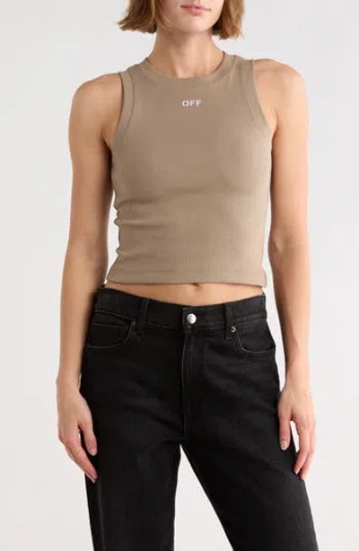 Off-white Fitted Ribbed Crop Tank