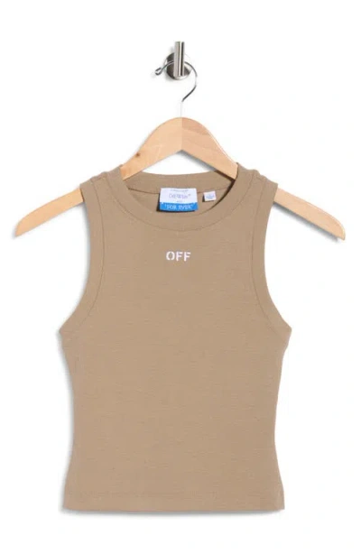 Off-white Fitted Ribbed Crop Tank