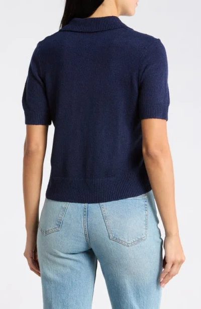 Vigoss Slub Collared Sweater In Blue