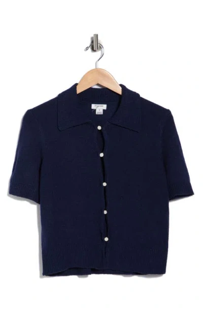 Vigoss Slub Collared Sweater In Blue