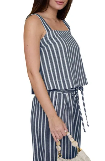 Blu Pepper Stripe Square Neck Tank In Pattern