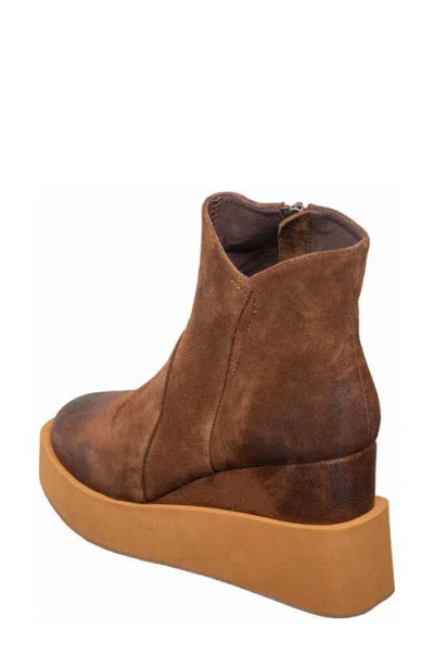 Antelope Suede Platform Wedge Boot In Brown