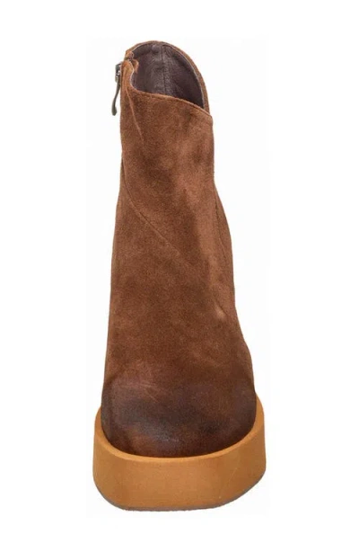 Antelope Suede Platform Wedge Boot In Brown