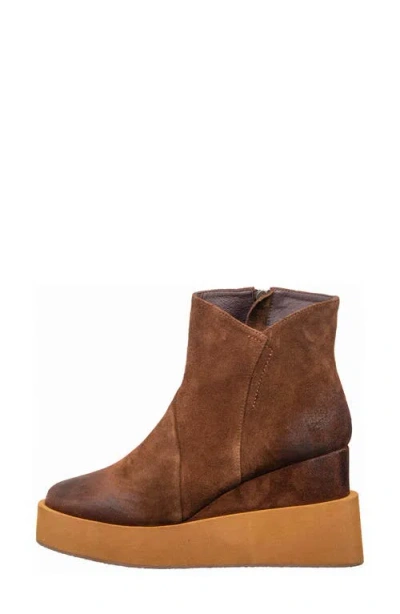 Antelope Suede Platform Wedge Boot In Brown