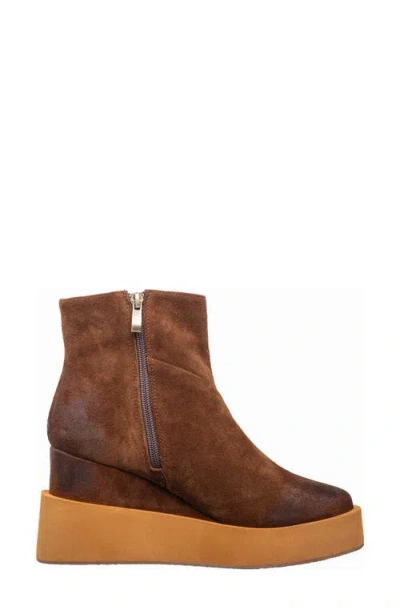 Antelope Suede Platform Wedge Boot In Brown