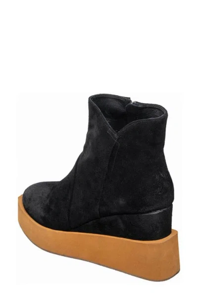 Antelope Suede Platform Wedge Boot In Black