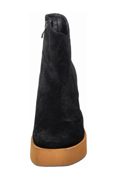 Antelope Suede Platform Wedge Boot In Black