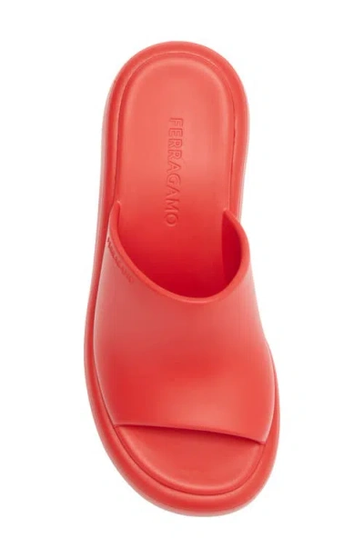 Ferragamo Deva Rubber Platform Sandal In Red