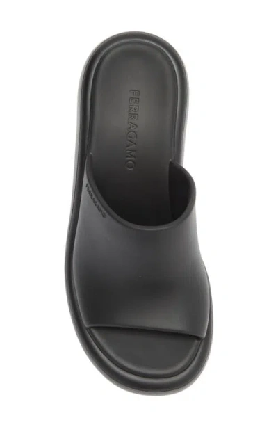 Ferragamo Deva Platform Slide Sandal In Black