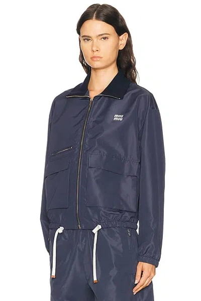 Miu Miu Technical Canvas Jacket In Blue