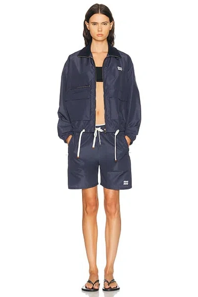 Miu Miu Technical Canvas Jacket In Blue