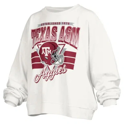 Pressbox White Texas A&m Aggies Janice Retro Logo Oversized Pullover Sweatshirt In Multi