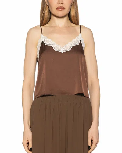 Alexia Admor Isla Silky Lace Combo Camisole In Brown