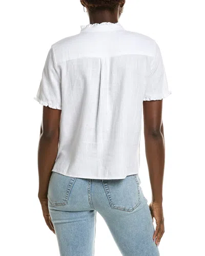 Vince Camuto Solid Linen-blend Blouse In White