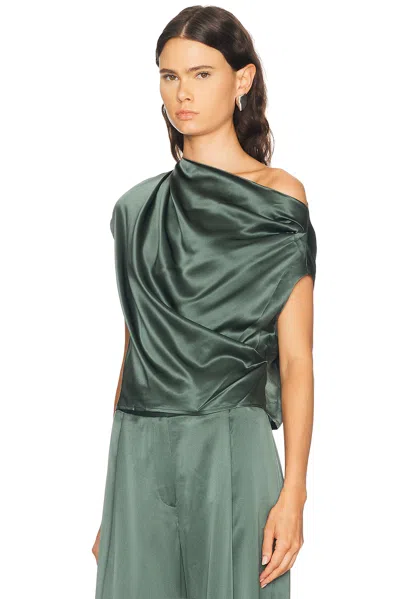The Sei Draped Top In Green