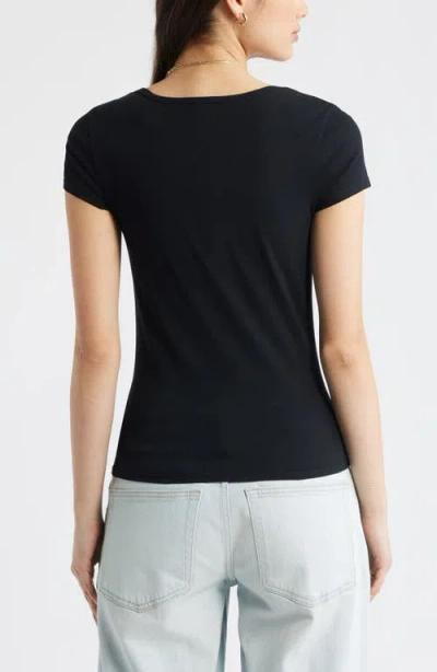 Bp. Ruched Front Cotton T-shirt In Black