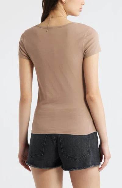 Bp. Ruched Front Cotton T-shirt In Neutral