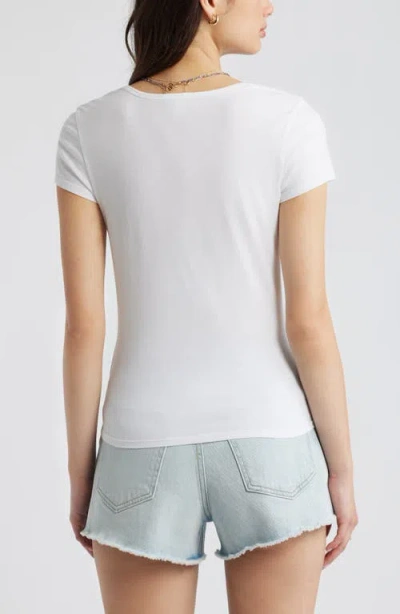 Bp. Ruched Front Cotton T-shirt In White