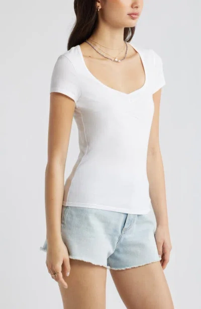 Bp. Ruched Front Cotton T-shirt In White