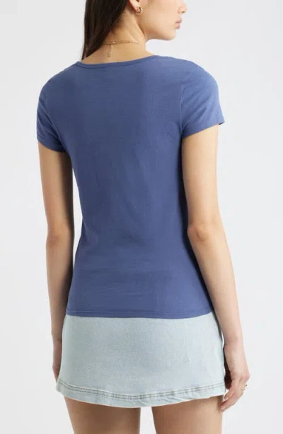 Bp. Ruched Front Cotton T-shirt In Blue