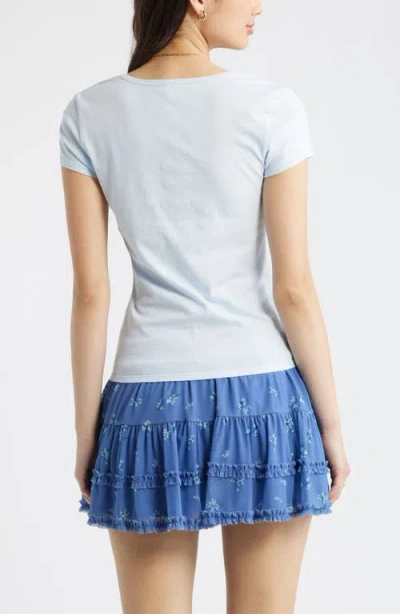 Bp. Ruched Front Cotton T-shirt In Blue