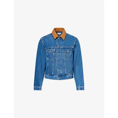 Bottega Veneta Denim Jacket Front Pockets Long Sleeves Collar In Blue