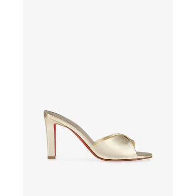 Christian Louboutin 85mm Fanny Metallic Leather Slide Sandals In Gold