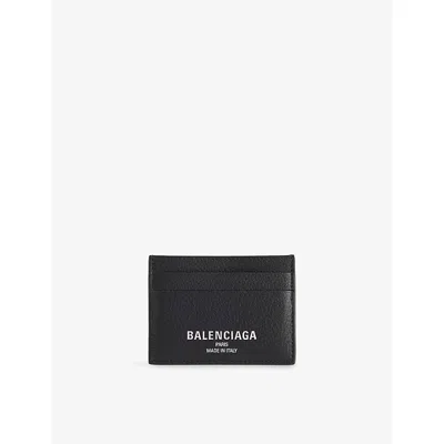 Balenciaga Logo-print Grained Leather Card Holder Accessories In Orange