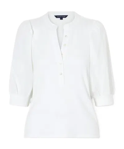 Veronica Beard Coralee Poplin And Ribbed Stretch-pima Cotton-jersey Top In White