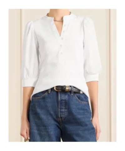 Veronica Beard Coralee Poplin And Ribbed Stretch-pima Cotton-jersey Top In White