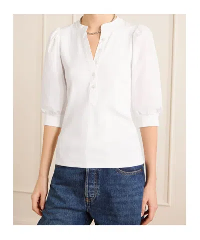 Veronica Beard Coralee Poplin And Ribbed Stretch-pima Cotton-jersey Top In White