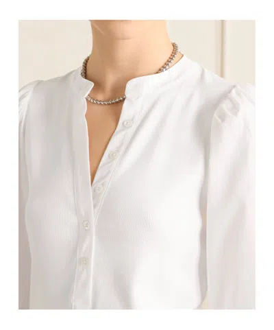 Veronica Beard Coralee Poplin And Ribbed Stretch-pima Cotton-jersey Top In White
