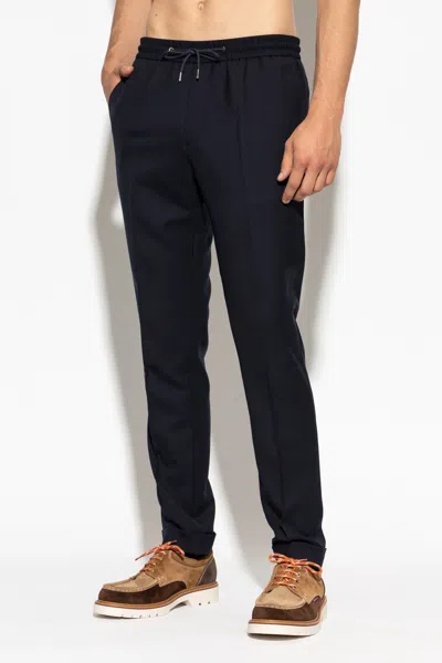 Paul Smith Dart-detail Check-pattern Drawstring Trousers In Blue