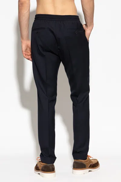 Paul Smith Dart-detail Check-pattern Drawstring Trousers In Blue