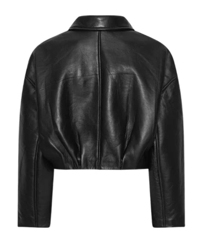 Rotate Birger Christensen Collared Leather Jacket In Black
