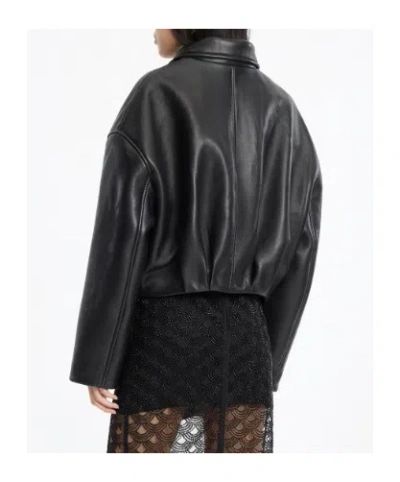 Rotate Birger Christensen Collared Leather Jacket In Black